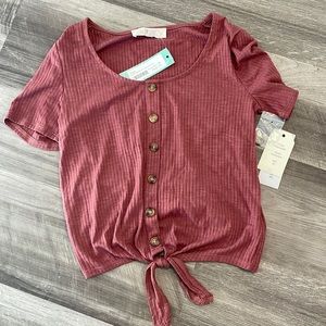 Burgundy Stitch Fix top with tie and buttons
